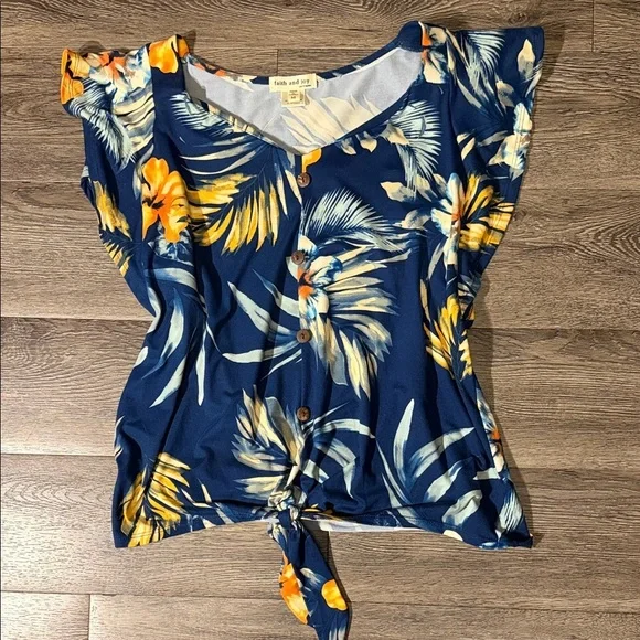 Floral Women Top - Blue and Yellow - Picture 10 of 12